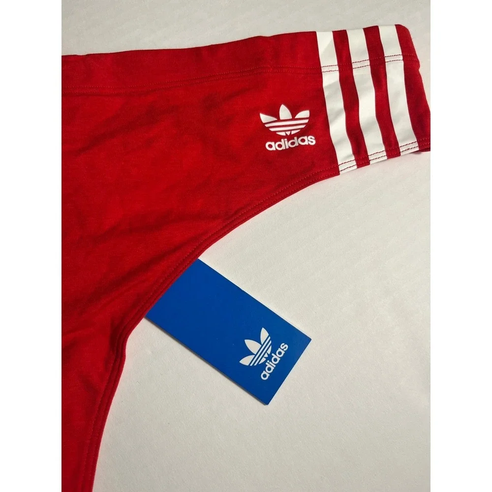 Adidas Woman's Red 3 Stripes Wildside‎ Thong Smart Cotton Size 2XL XXL
